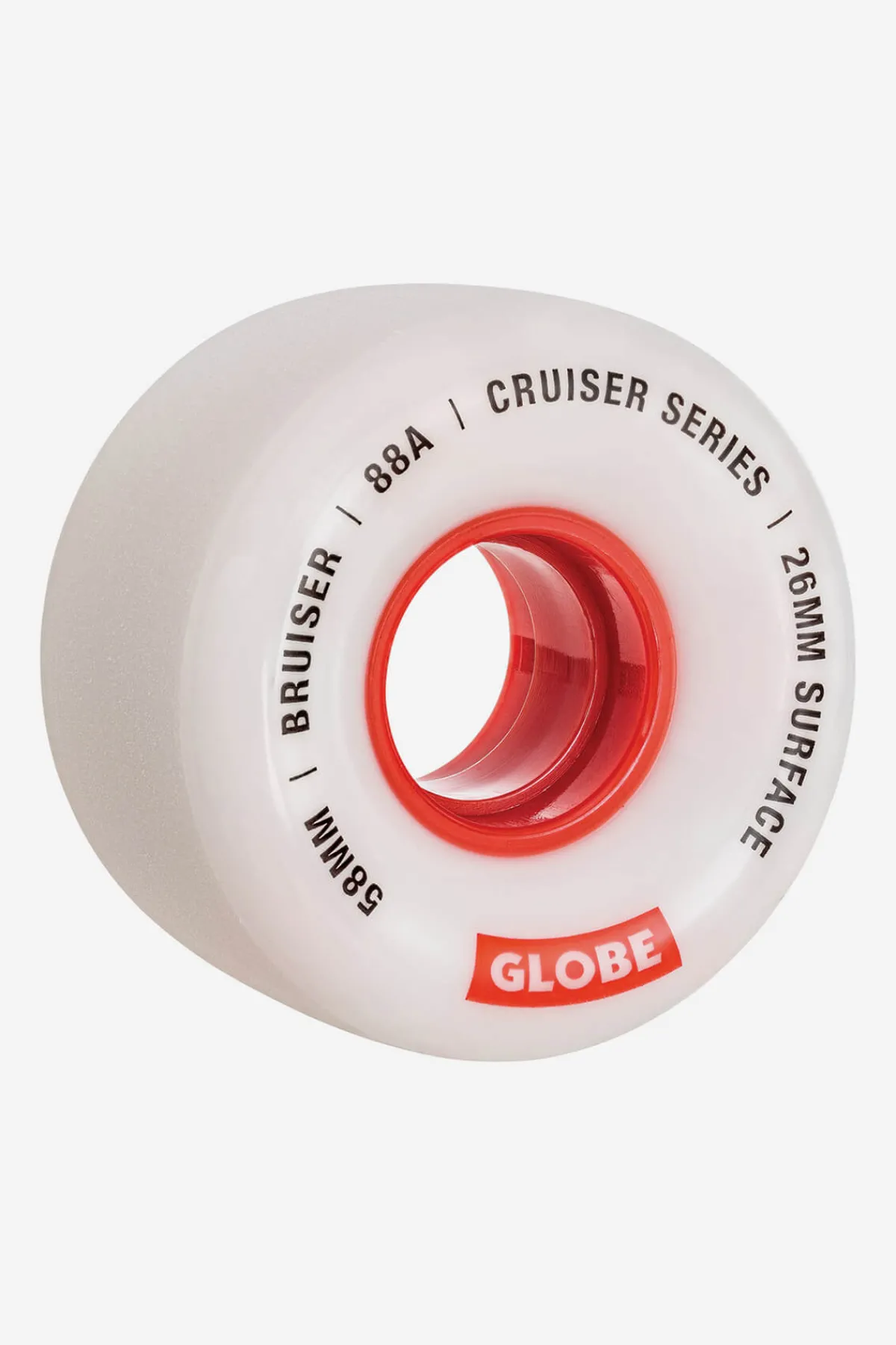 bruiser_cruiser__whitered_0-1.webp Globe Brand Bruiser Cruiser - White/Red - Skateboard Wheel 58mm < Wheels | Components