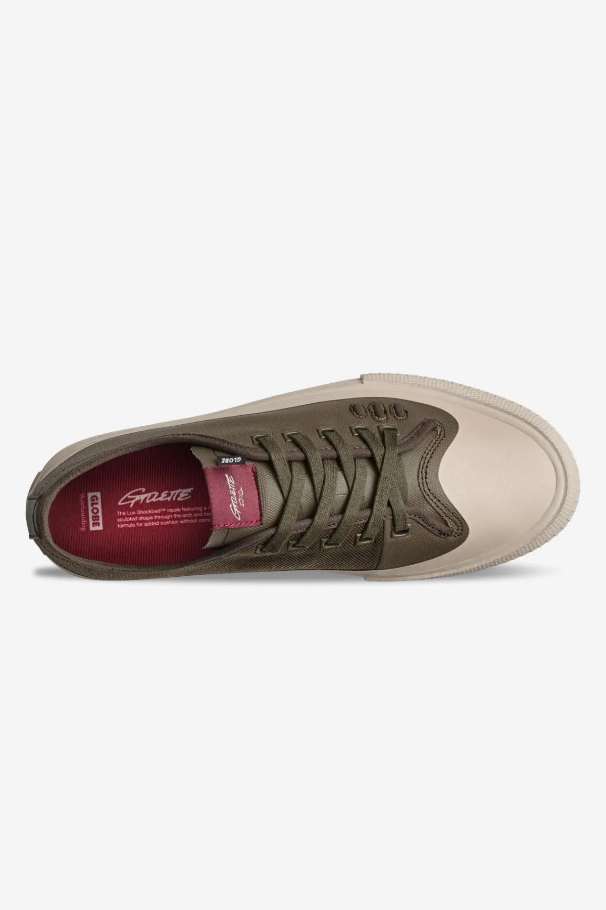 gillette__olivecream__ska_1.webp Globe Brand Gillette - Olive/Cream - Skate Shoes < Vegan-Friendly Shoes