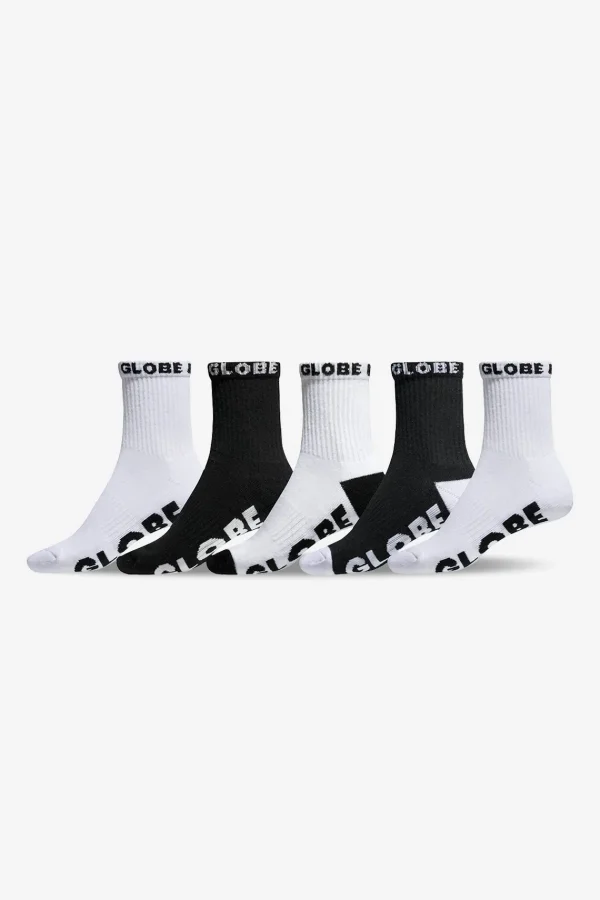 Globe Brand Globe Boys Quarter Sock 5 Pack - Black/White < Socks