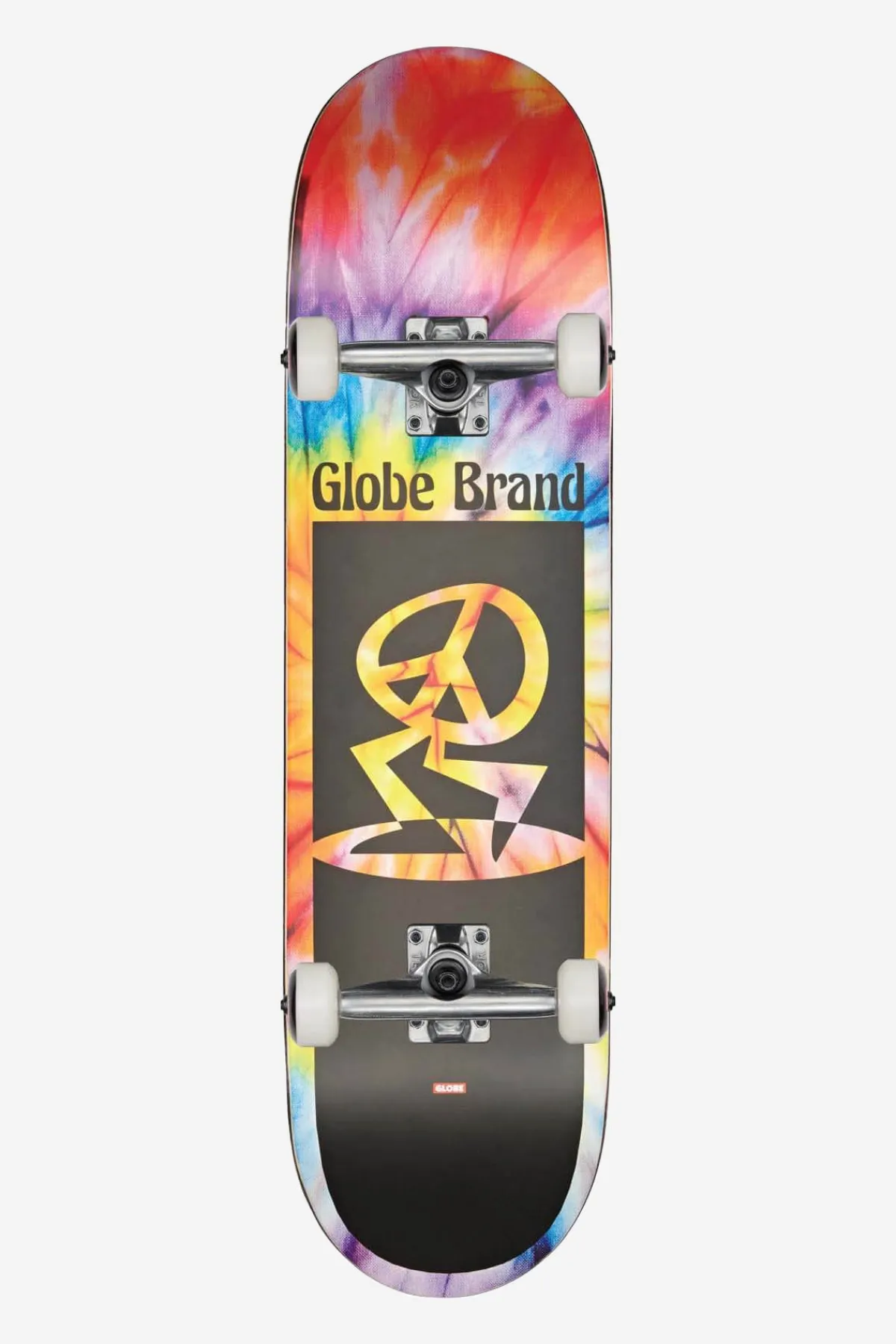 peace_man_mid__spiral_dye_0.webp Globe Brand Peace Man Mid - - 7.6" Kids Complete Skateboard<Kids Kids Completes | Completes