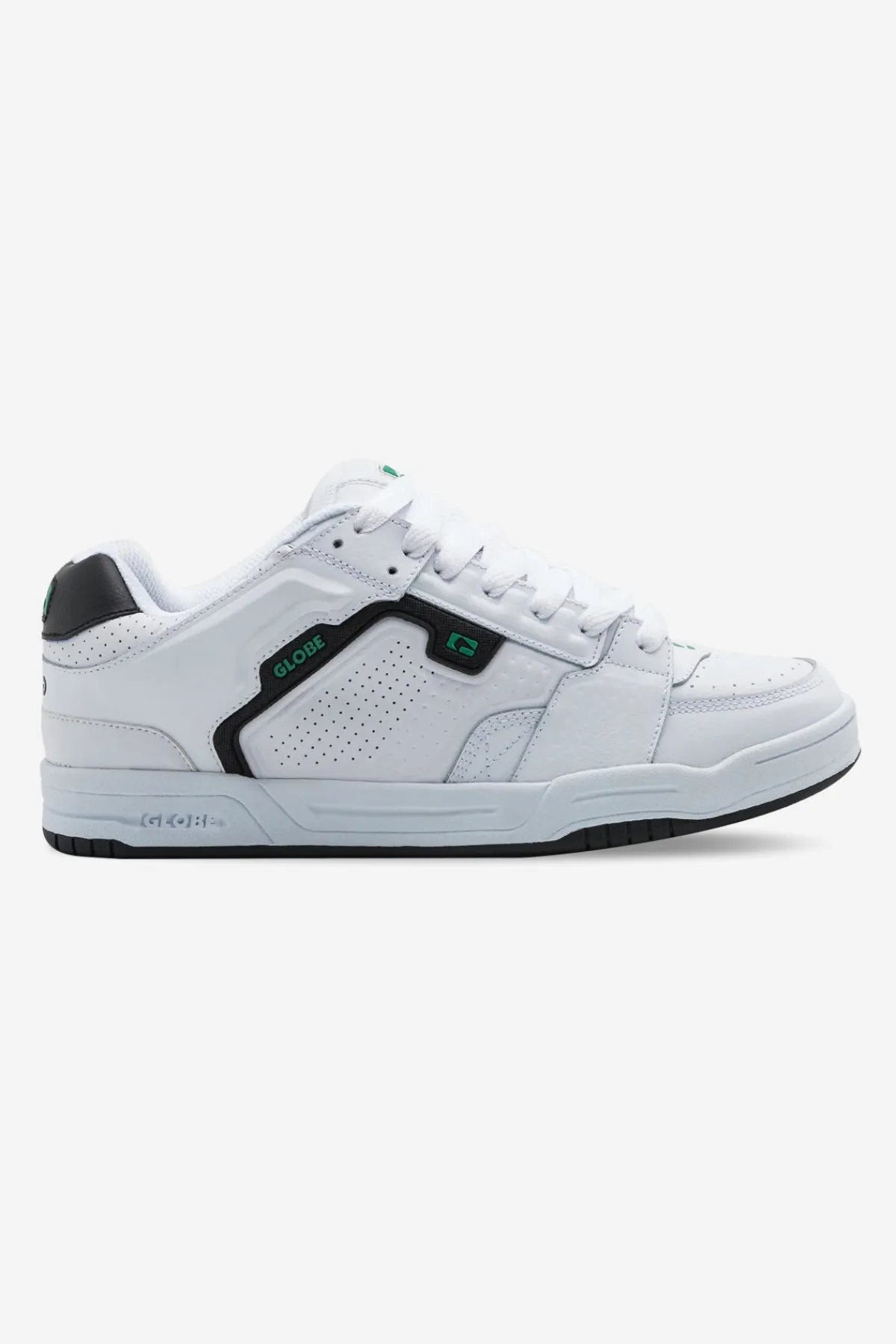 scribe__whitegreen_0.webp Globe Brand Scribe - < Low Shoes | Chunky Skate Shoes